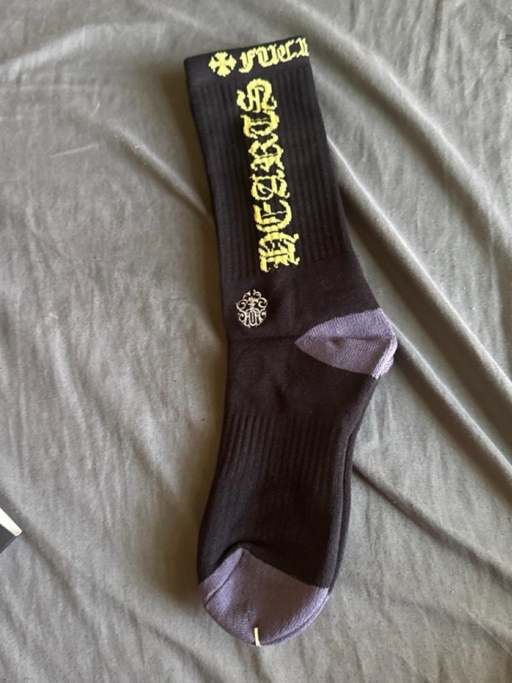 Black & Yellow Men’s Crew Socks - Branded Logo Style